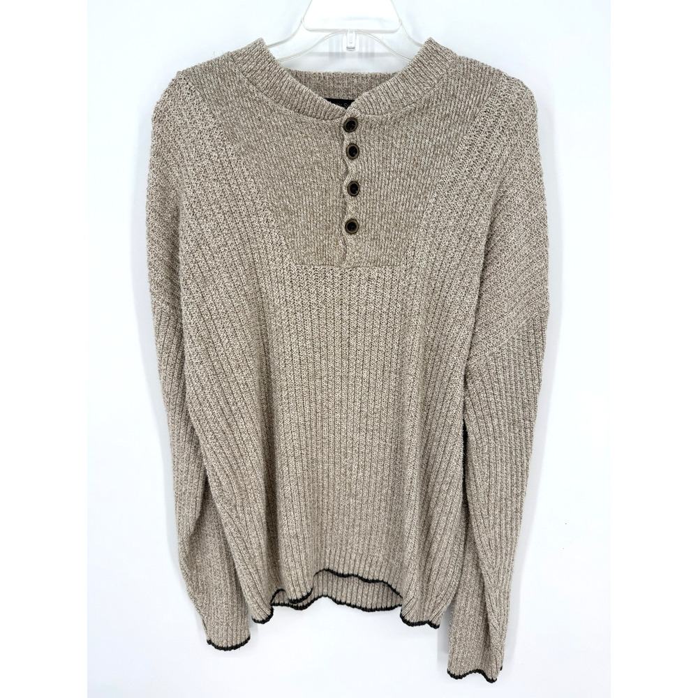 Vintage Liberty Sweaters Size XL Mens Ivory Cable Knit Chunky Made in USA Button